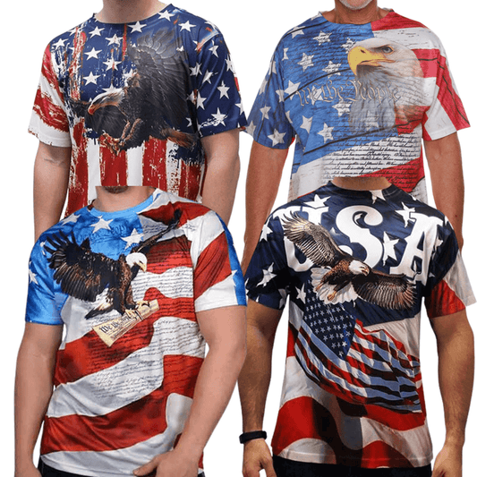 Men's USA Eagle Quick Dry T-Shirt Bundle of 4 Shirts - The Flag Shirt
