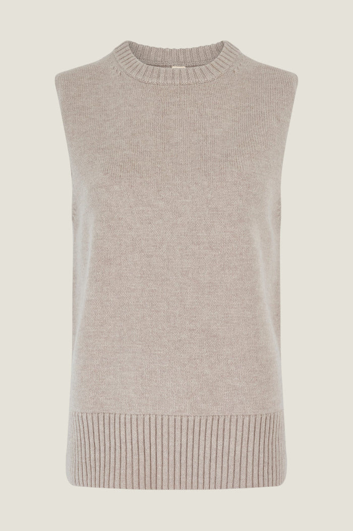 Merino Wool Long Knitted Tank | Oat - Aspiga