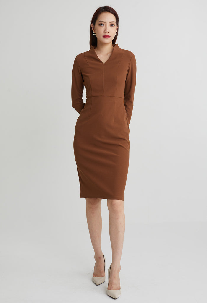 Minimalist V-Neck Midi Dress
