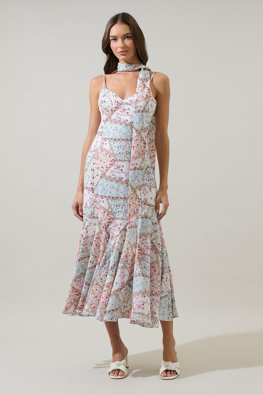 Minzi Floral Hagny Pleated Midi Dress