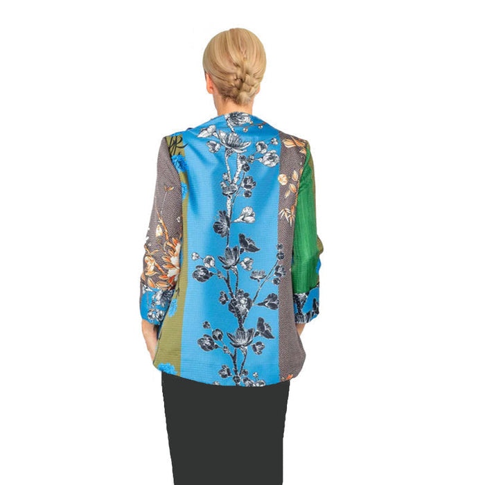 Mixed Floral Asymmetric Jacket - 6160J-BLU