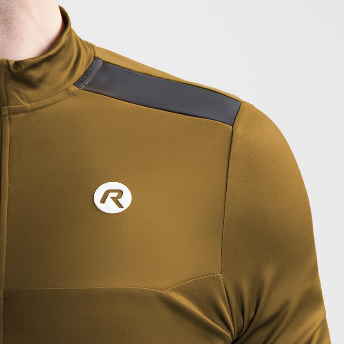 Detail van Rogelli Mono fietsshirt lange mouw heren bruin voorkant.