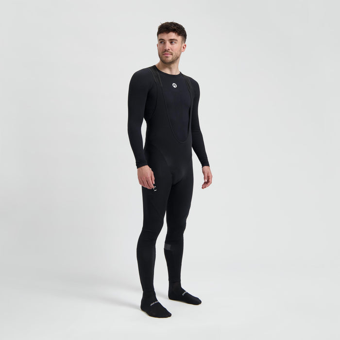 Rogelli Mono lange fietsbroek heren zwart gedragen voorkant.
