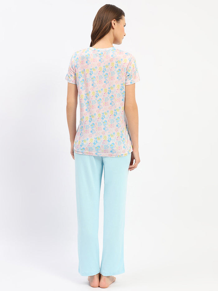 mSECRET Abstract Print Blue Two Piece Nightsuit