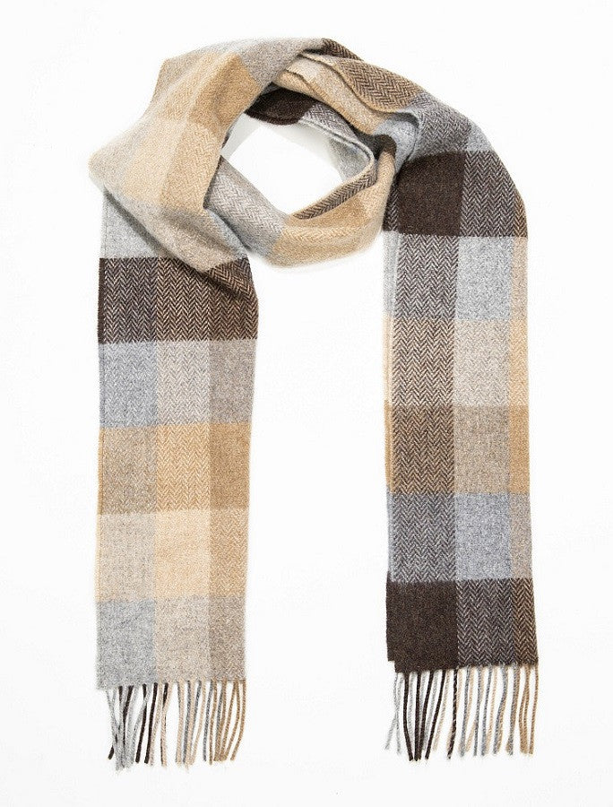 Beige Brown & Grey Plaid / One Size