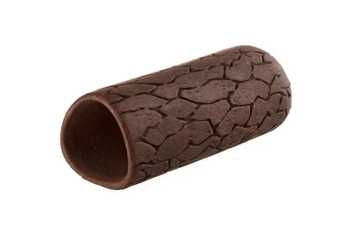 Natural Ceramic Cave Medium — ceramic aquarium hide with cracked-earth texture