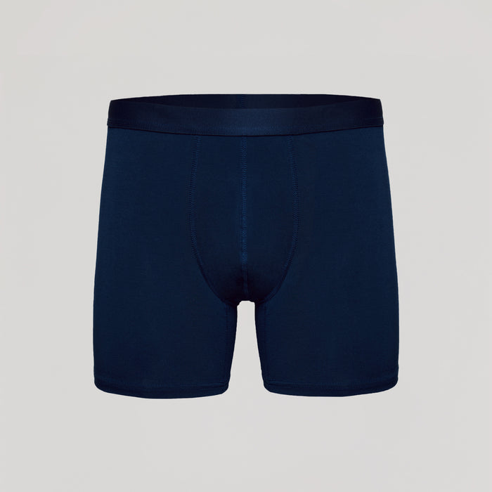 Navy Boxer Briefs with soft fabric and supportive flyless 3D pouch.