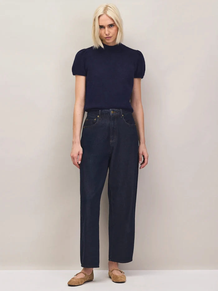 Navy wool alpaca knit top
