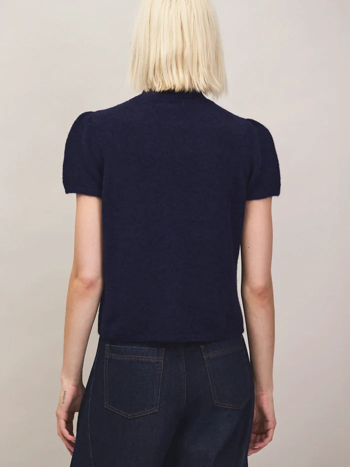 Navy wool alpaca knit top