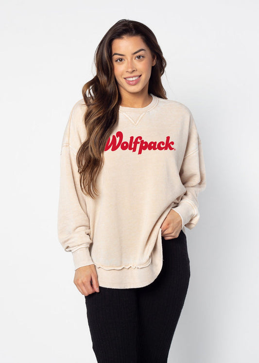 NC State Wolfpack Women's Oatmeal Burnout Campus Pullover