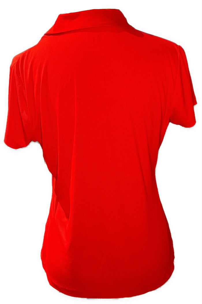 New EP NY Women's Short Sleeve Rib Polo w/Button Loop - Candy Apple Size M