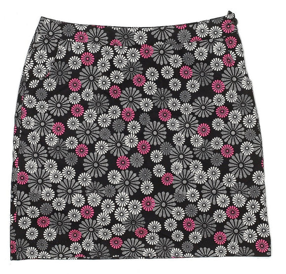 NEW Monterey Club 19.5" Black White & Pink Floral Skort Size 14