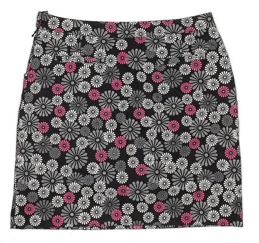NEW Monterey Club Women's19.5" Black White & Pink Floral Skort Size 14
