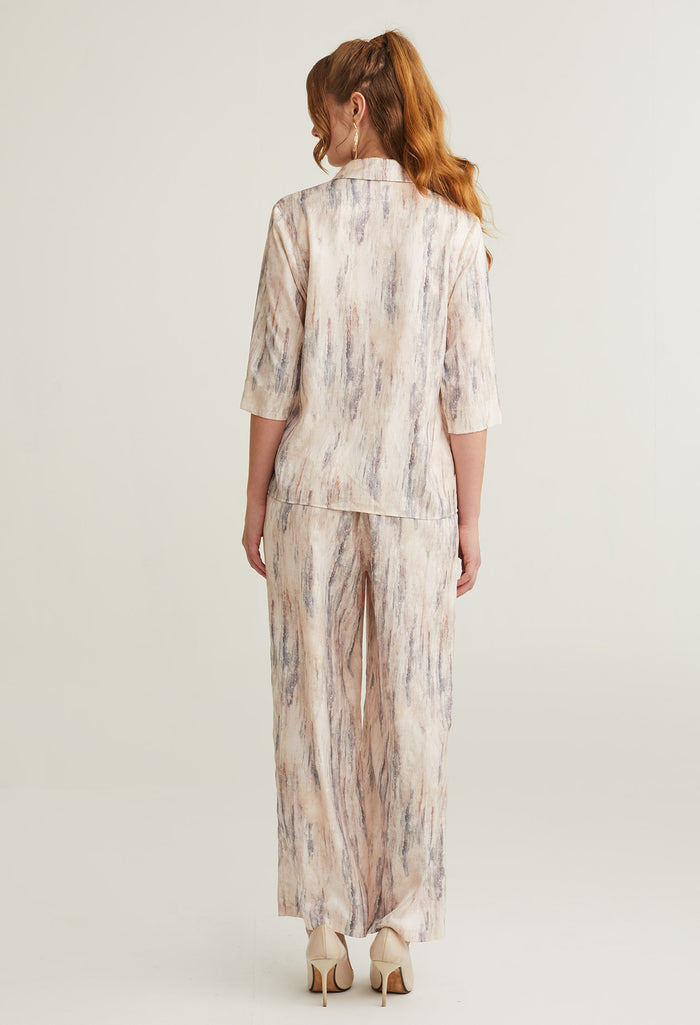 nichii X NURITA HARITH Silk Patterned Collared  Top