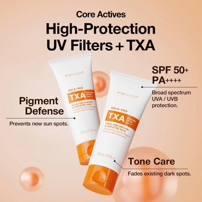 Nineless Mela-PRO TXA Sun Screen 100ml ناينليس ميلا-برو TXA واقي الشمس - Princess Cosmetics Qatar