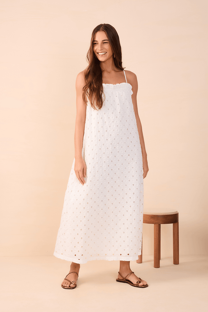 Off-White Sleeveless Cotton Midi Dress_1