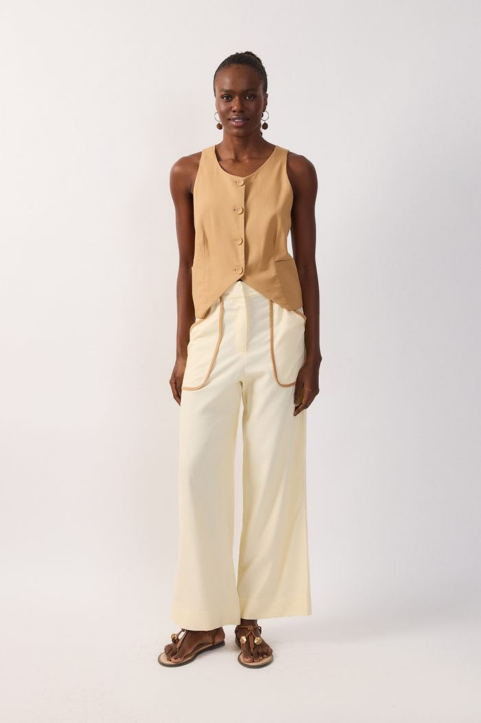 Off-White Trim Detail Pocket Linen Pants_2