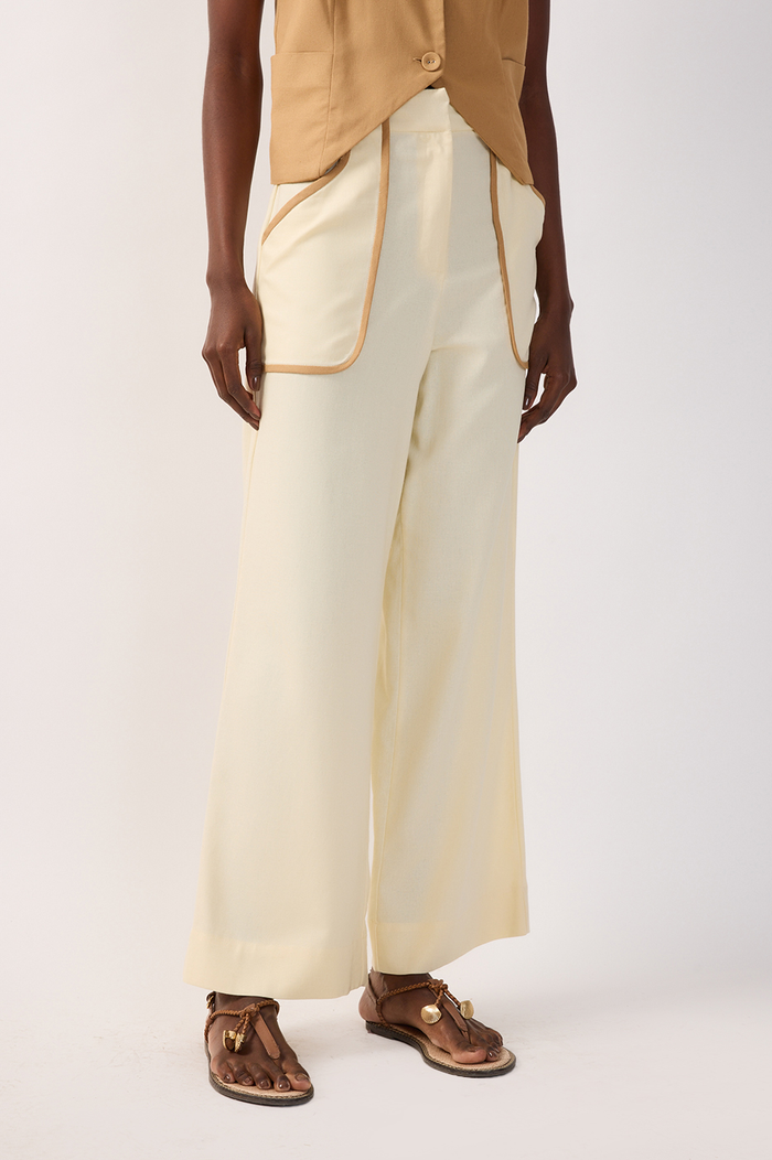 Off-White Trim Detail Pocket Linen Pants_4