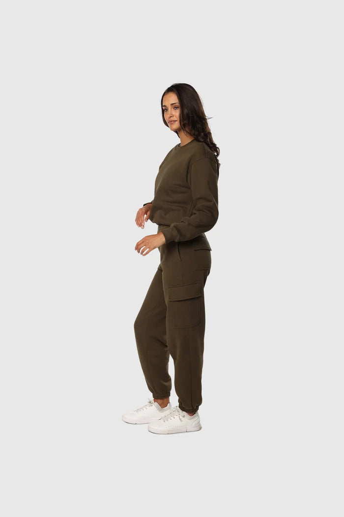 Olive Cinch Fleece Set - Detail
