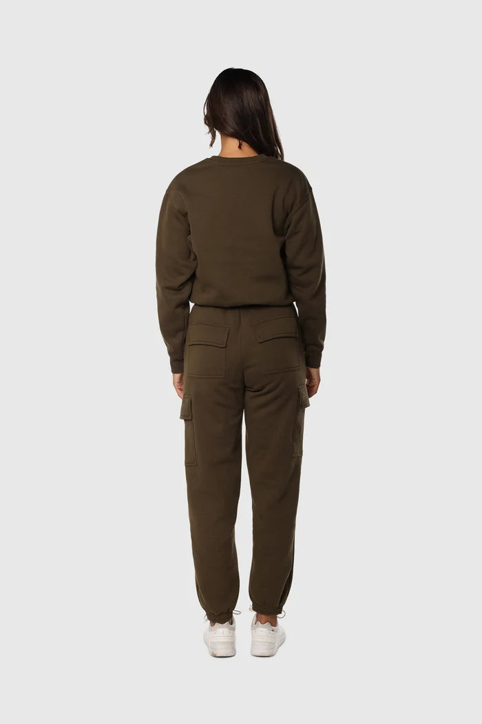 Olive Cinch Fleece Set - Side