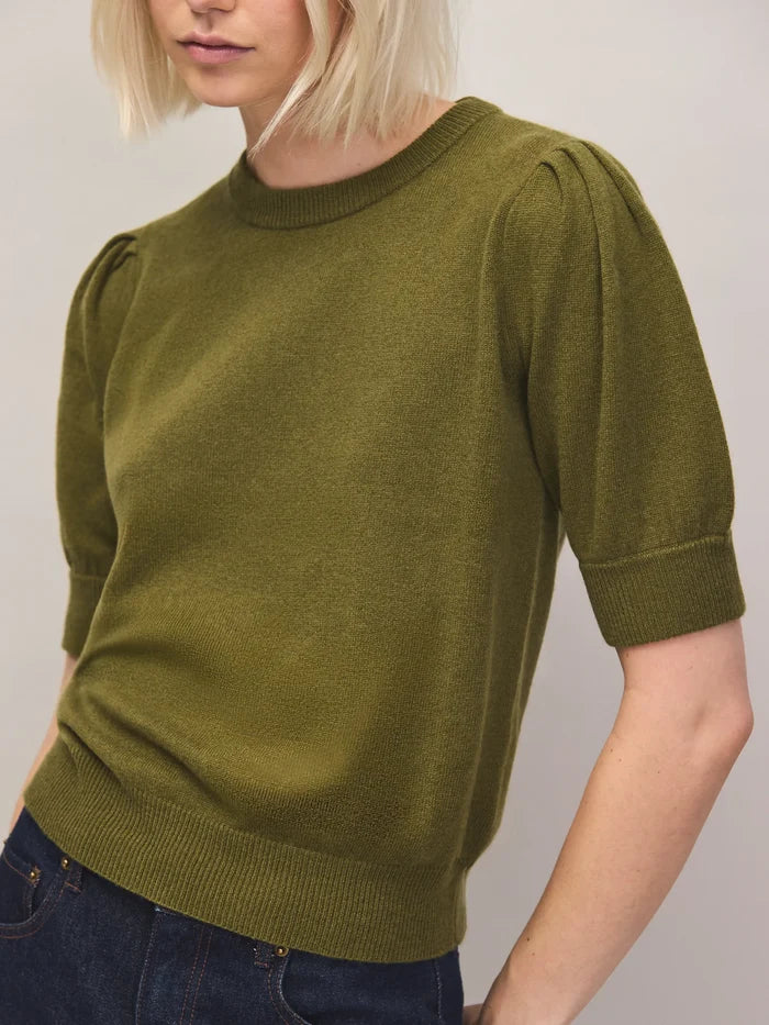 Olive Knit Jumper With Cashmere And Wool