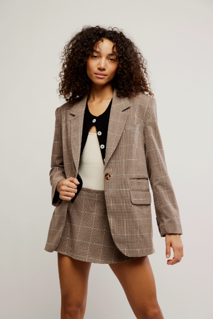 Paper Cut Blazer Pinstripe -Chocolate Combo