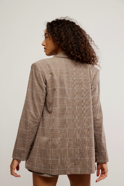 Paper Cut Blazer Pinstripe -Chocolate Combo
