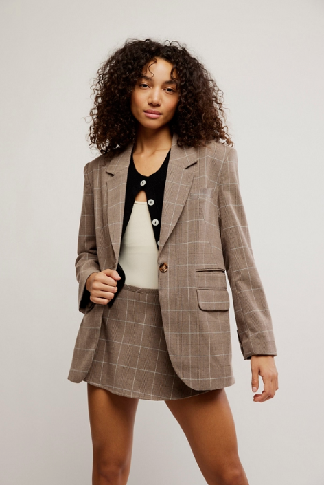 Paper Cut Blazer Pinstripe -Chocolate Combo