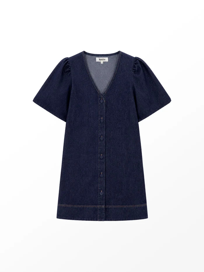 Petite indigo denim mini dress