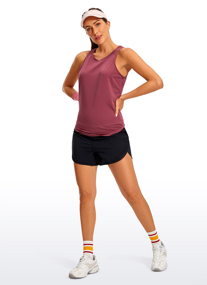 CRZ YOGA Women's Yoga Loose Fit Tops Pima Cotton Tank Split Open Back Misty Merlot