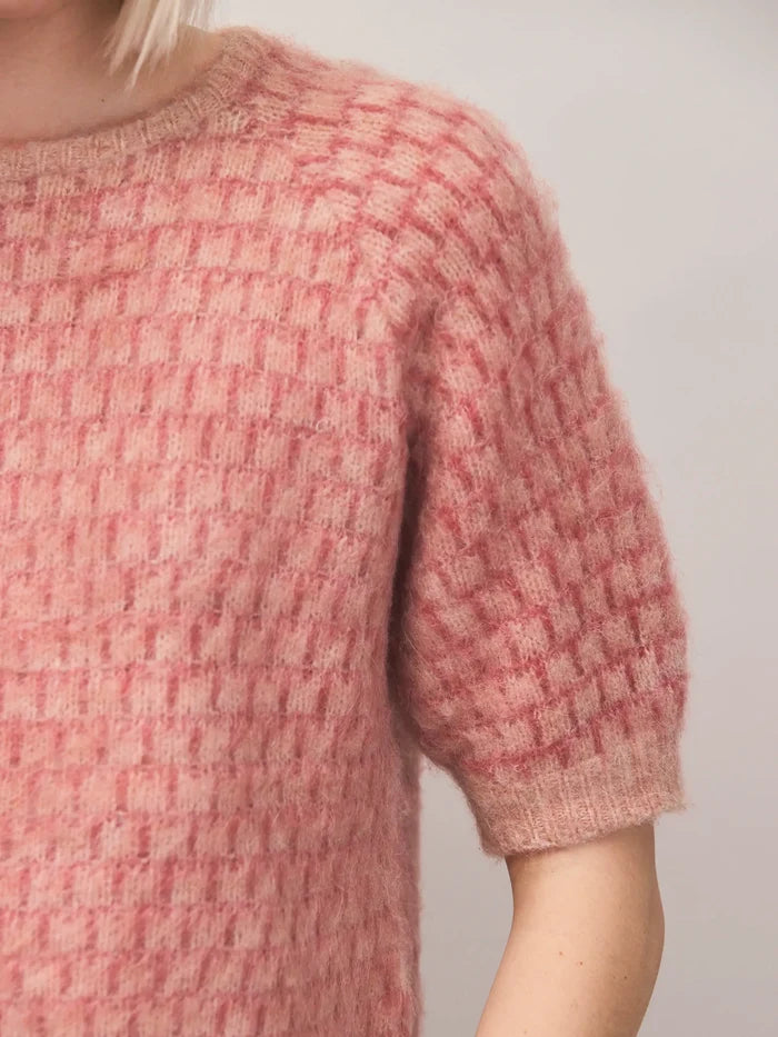 Pink Stitch Brushed Knit Top With Wool And Alpaca