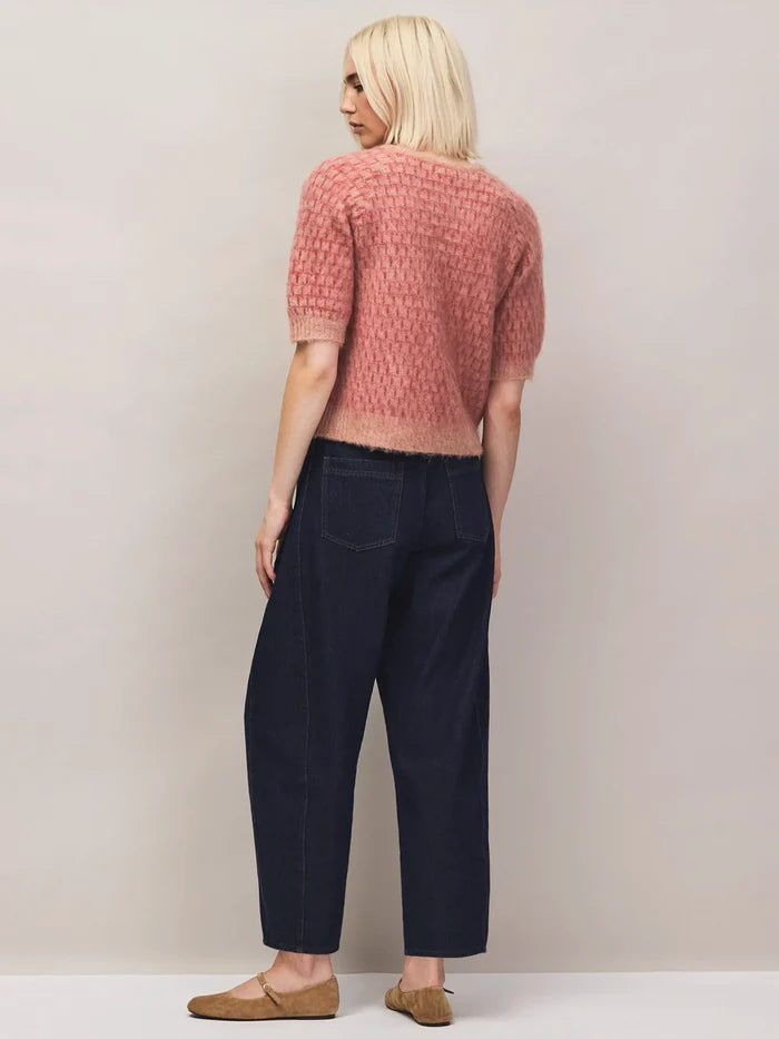 Pink Stitch Brushed Knit Top With Wool And Alpaca