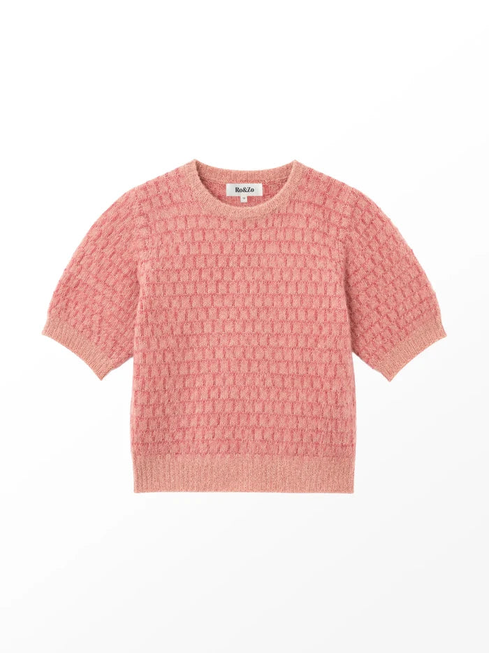 Pink Stitch Brushed Knit Top With Wool And Alpaca