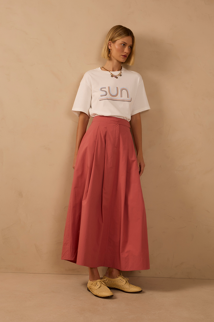 Pleated Tailored Cotton Maxi Skirt_1