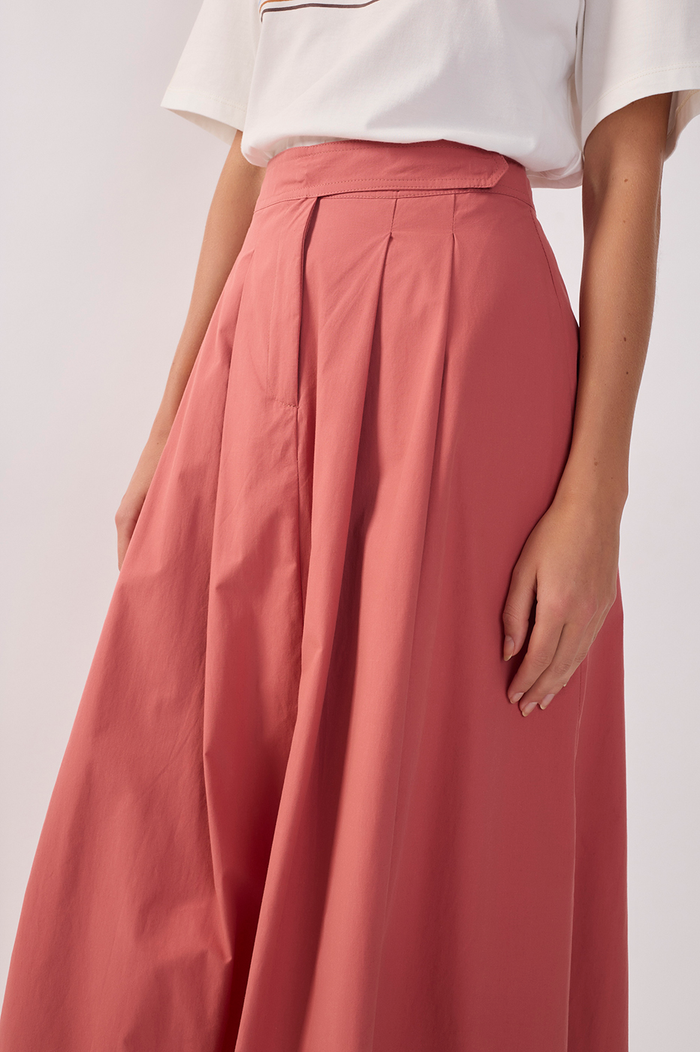 Pleated Tailored Cotton Maxi Skirt_4