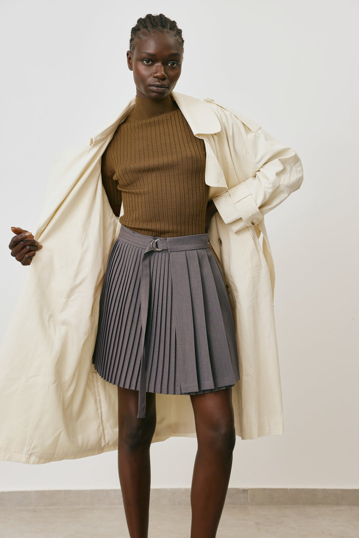 pleated wrap skirt