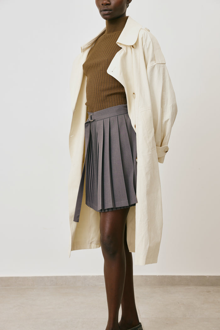 pleated wrap skirt