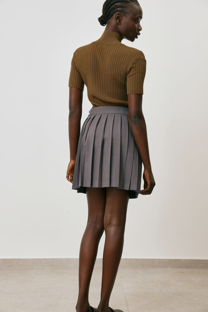pleated wrap skirt