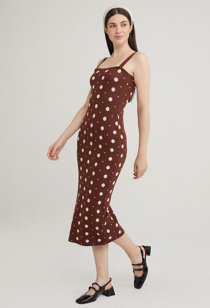Polka Dot Knit Bodycon Dress