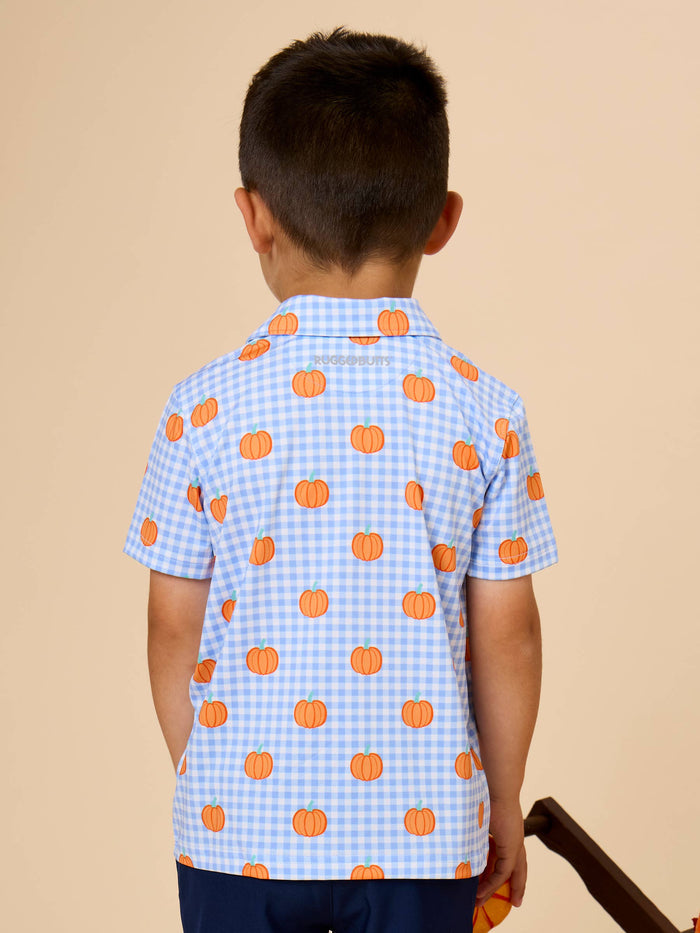 Polo Top Pumpkin Patch Gingham Knit Short Sleeve Performance Boys