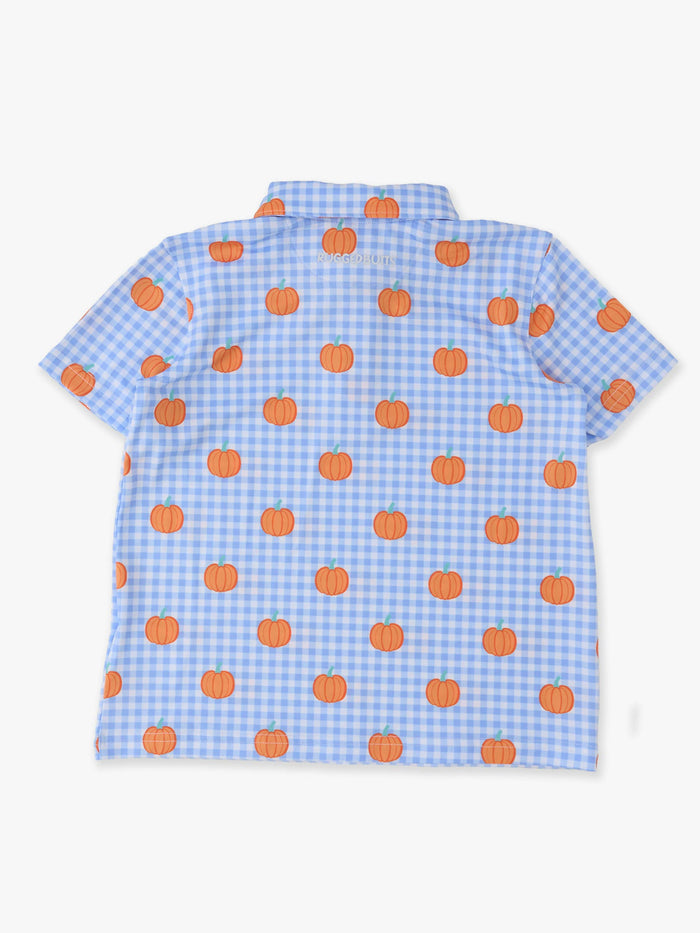 Polo Top Pumpkin Patch Gingham Knit Short Sleeve Performance Boys