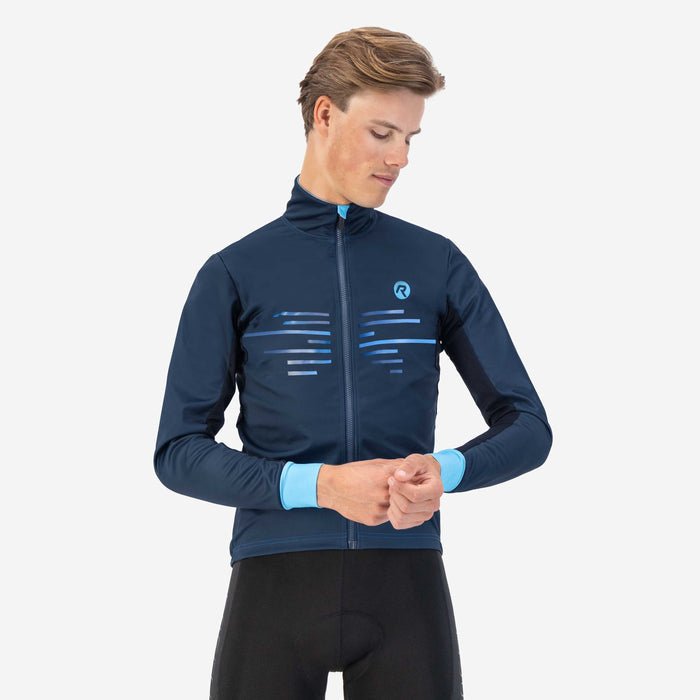Rogelli Radius fietsjack heren blauw gedragen voorkant.