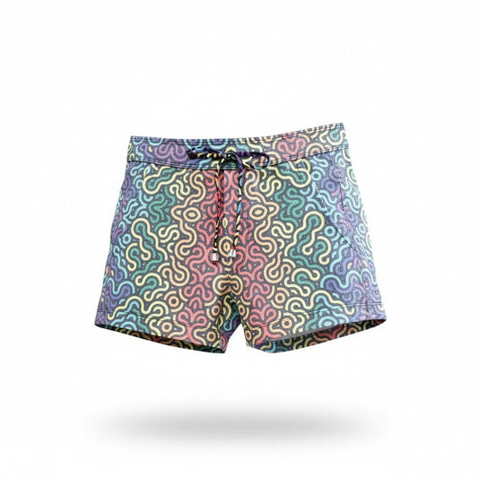 RAINBOW MAZE LINEN TEXTURE SHORT
