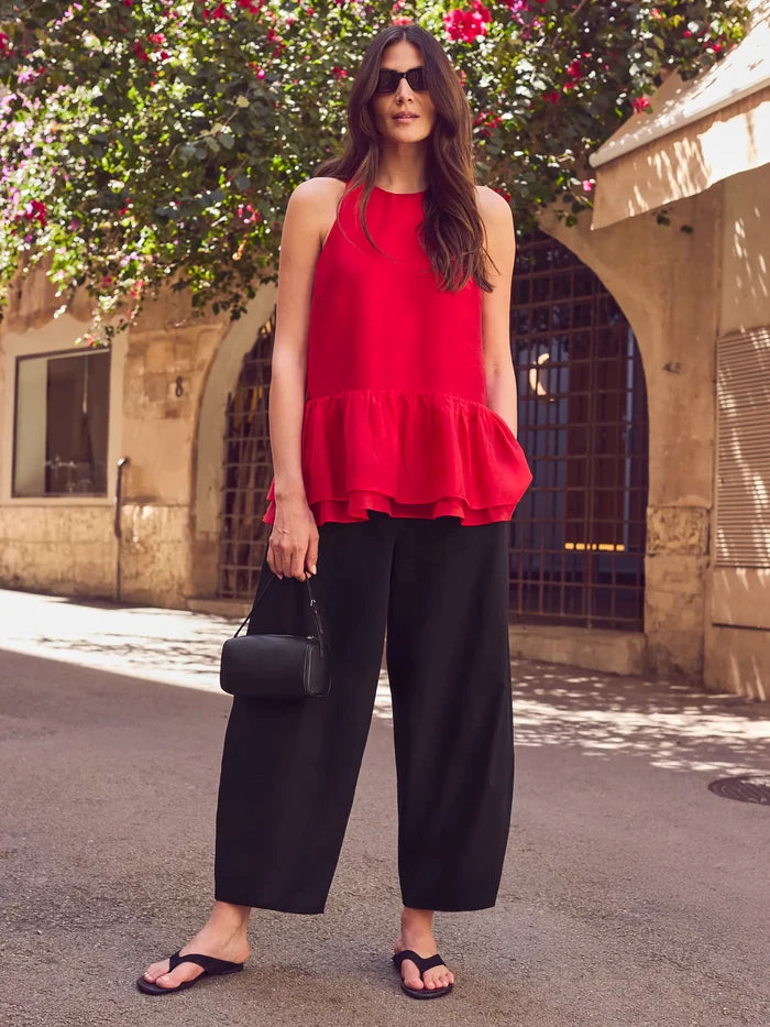 Red Longline Peplum Cami