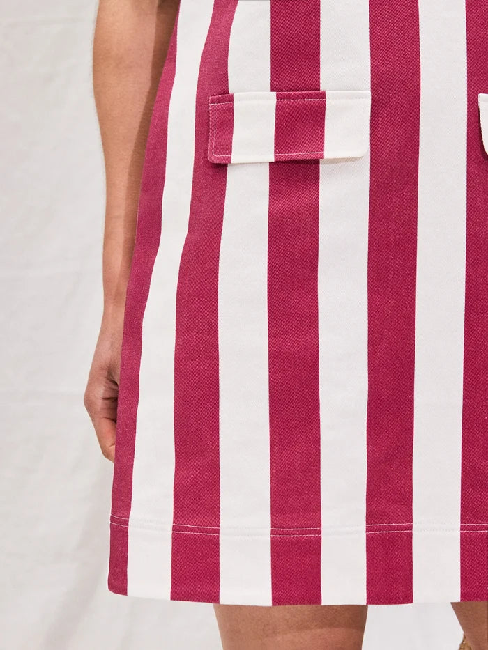 Red Stripe Pocket Detail Mini Dress