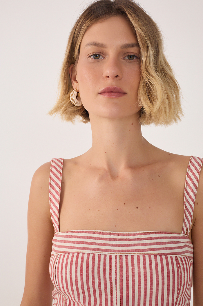 Red Stripes Removable Straps Jumpsuit