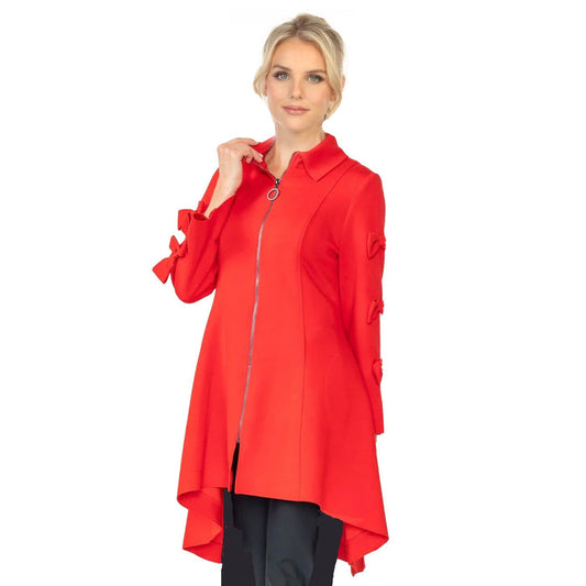 Red Zip-Front High-Low Tunic Jacket - 4782J-RD - Size M