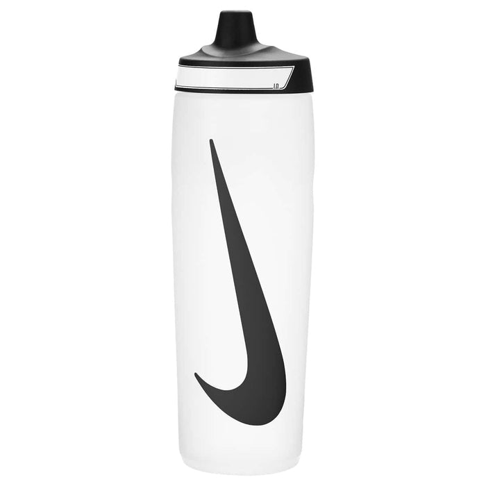 Nike Refuel 24oz water bottle in natural and black with a sleek design, perfect for staying hydrated during workouts.