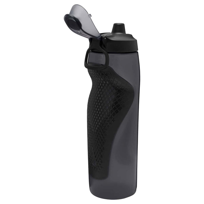 Nike Refuel water bottle with locking lid, 32oz, in anthracite, black, and silver iridescent finish