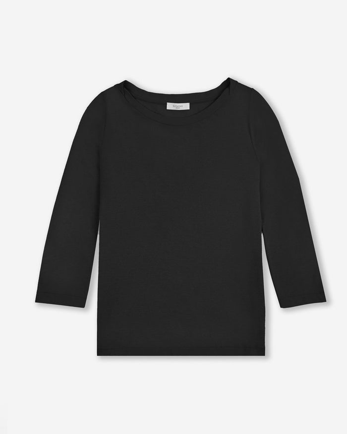 Zanone - Regular fit jumper with boat neckline in organic IceCotton - black